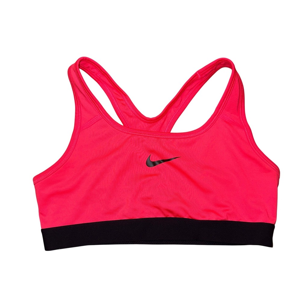 Nike Dri-FIT Sports Bra Large Neon Pink Black Racerback Compression Support
